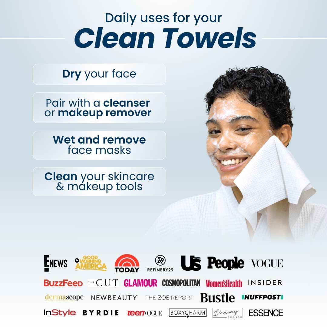 Clean Towels™, Disposable Face Towels, 25 Count